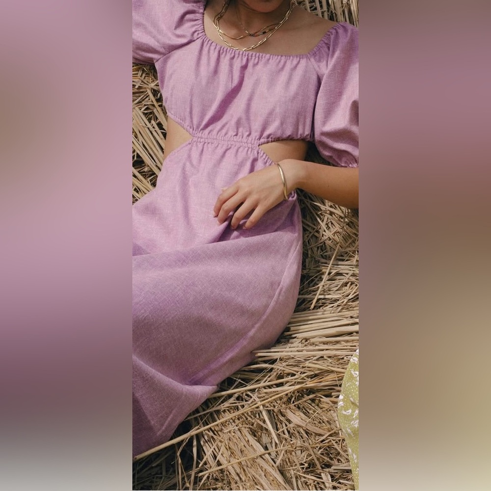 Off-Shoulder Midi Cutout Dress in Lilac